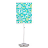 Polka Dot Crazy Pattern Turquoise Green White Table Lamp (Back)