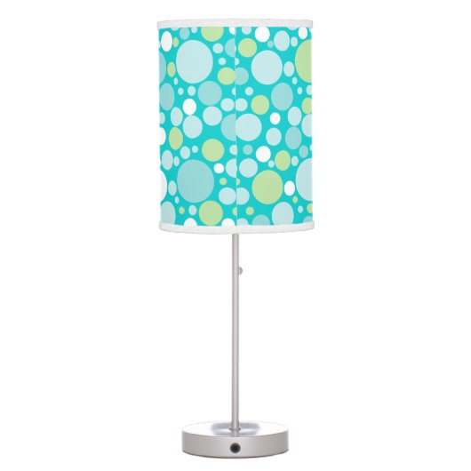 Polka Dot Crazy Pattern Turquoise Green White Table Lamp (Back)