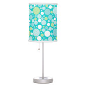 Polka Dot Crazy Pattern Turquoise Green White Table Lamp (Right)