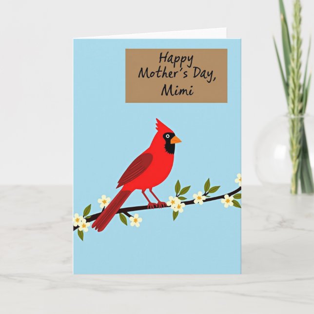 Polka Dot Crimson Bird Card (Front)