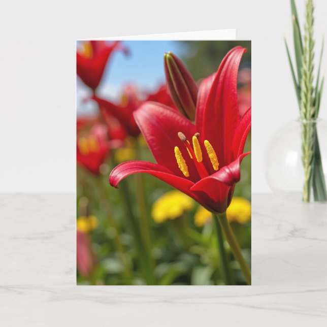 Polka Dot Crimson Bloom Art Card (Front)