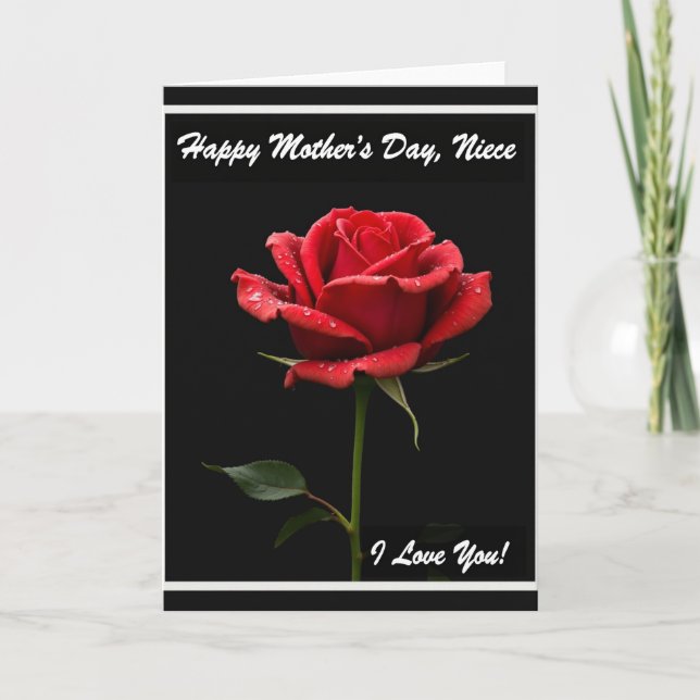 Polka Dot Crimson Floral Card (Front)