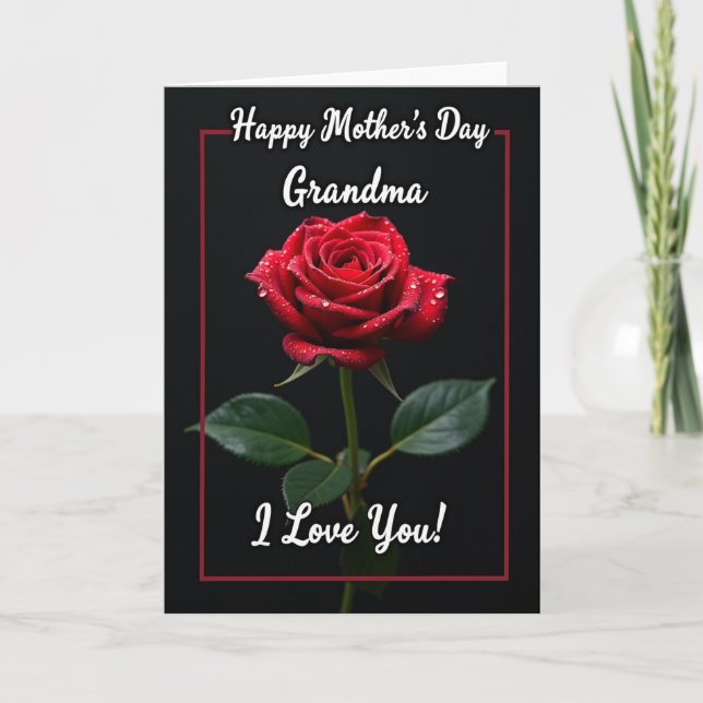 Polka Dot Crimson Rose Card (Front)