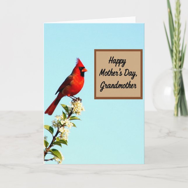 Polka Dot Crimson Songbird Card (Front)