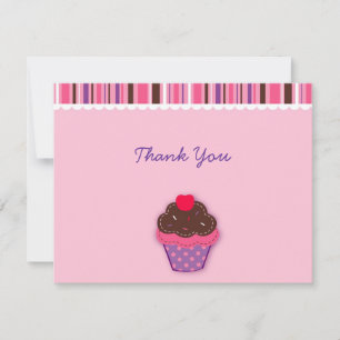Polka Dot Cupcake Thank You Note Cards