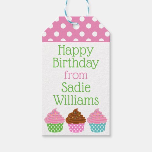 Polka Dot Cupcakes Personalized Gift Tags