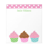 Polka Dot Cupcakes Personalized Notepad