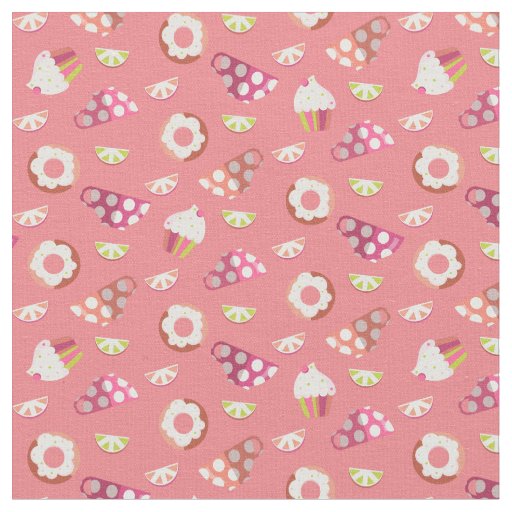 Polka Dot Cups Cakes Donuts Lemons Grapefruits Fabric