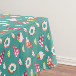 Polka Dot Cups Cakes Donuts Lemons Grapefruits Tablecloth