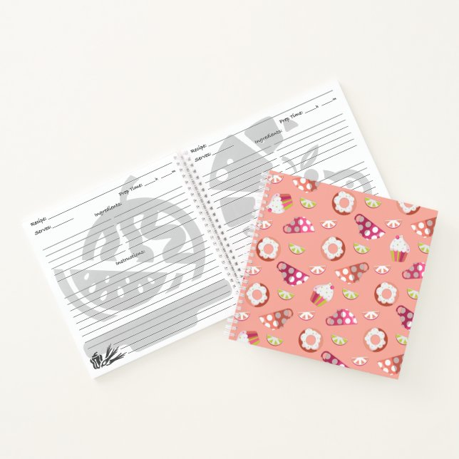 Polka Dot Cups Cakes Donuts Lemons Recipe Notebook (Inside)