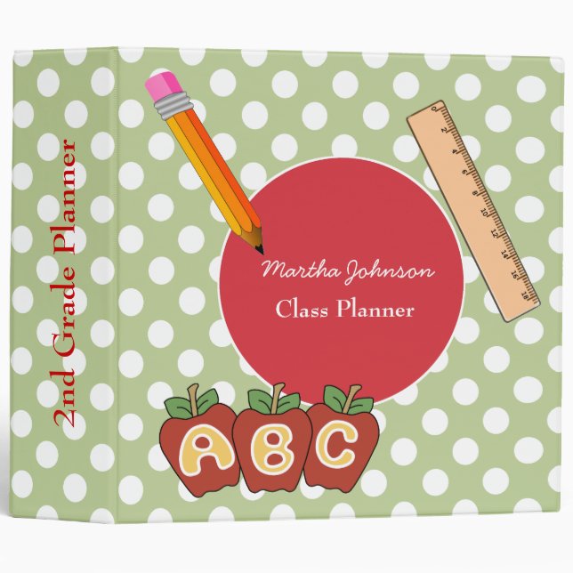Polka Dot Custom Teacher's Class Planner 3 Ring Binder (Front/Spine)