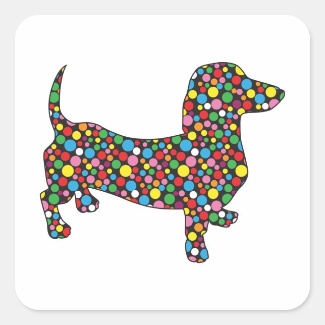 Polka Dot Dachshunds Square Sticker (Front)