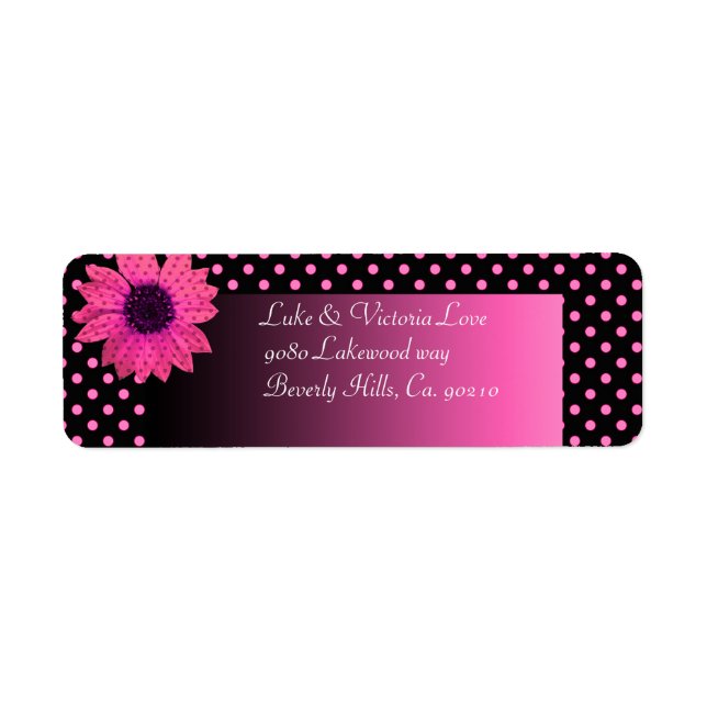 Polka Dot Daisy Pink Wedding Label (Front)