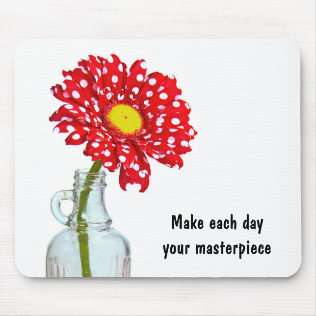 Polka Dot Daisy with Quote Mouse Pad (Front)
