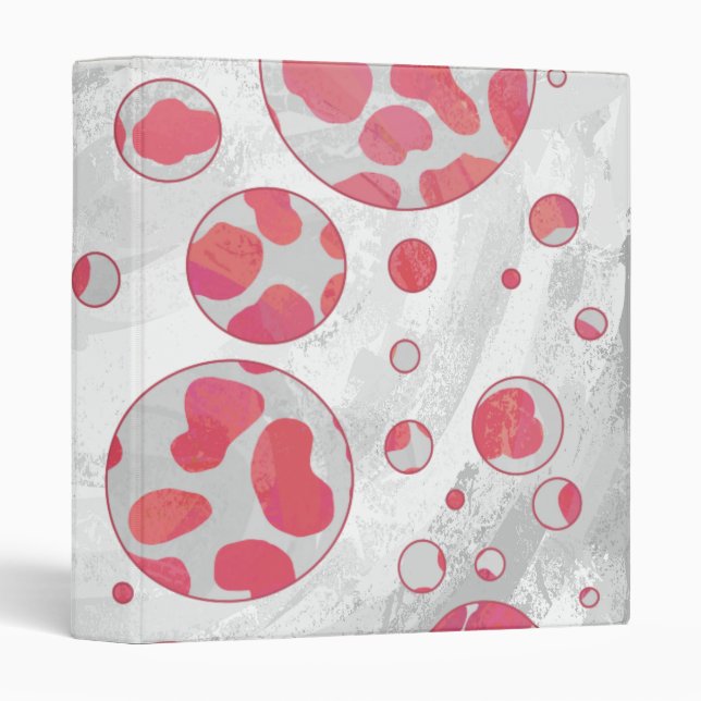 Polka Dot Dalmatian Pink and White 3 Ring Binder (Front/Spine)