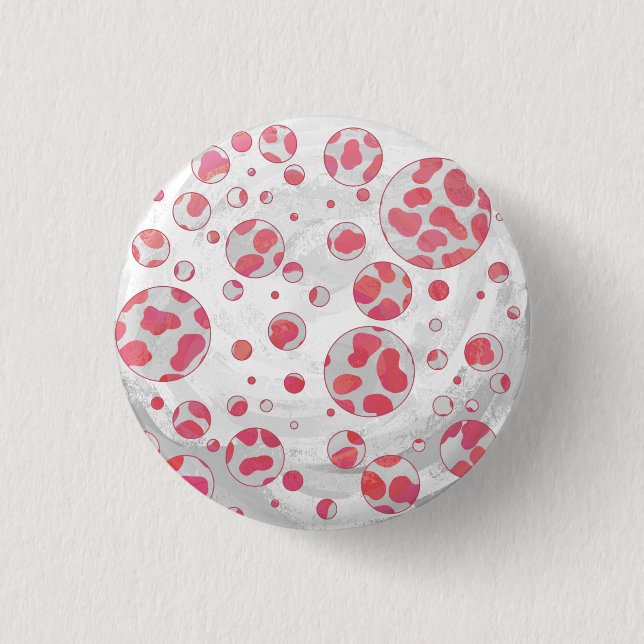 Polka Dot Dalmatian Pink and White Button (Front)