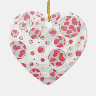 Polka Dot Dalmatian Pink and White Ceramic Ornament