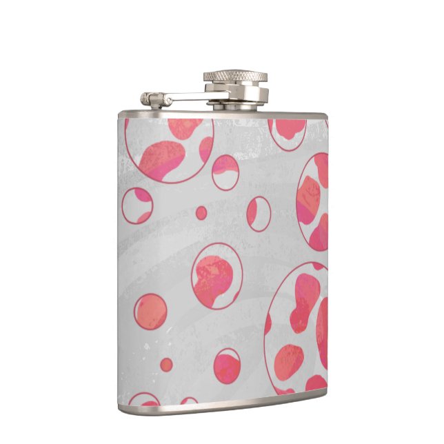 Polka Dot Dalmatian Pink and White Flask (Right)