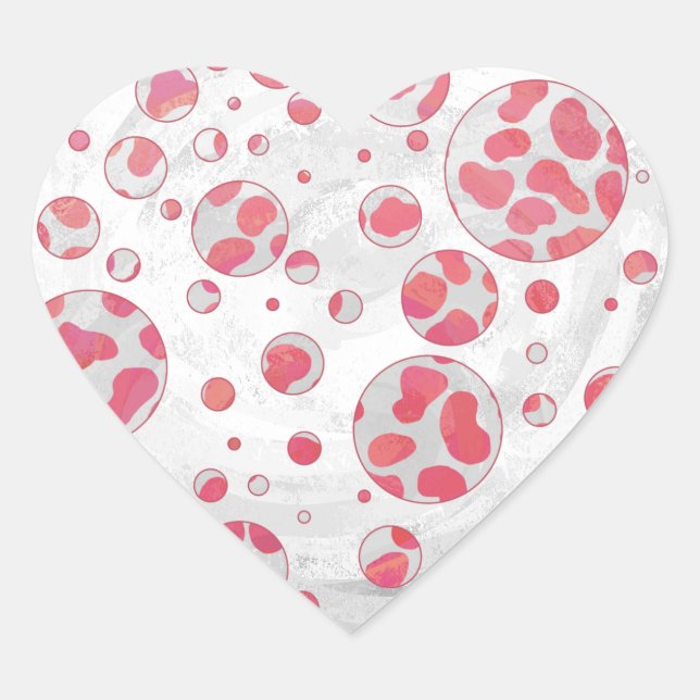 Polka Dot Dalmatian Pink and White Heart Sticker (Front)