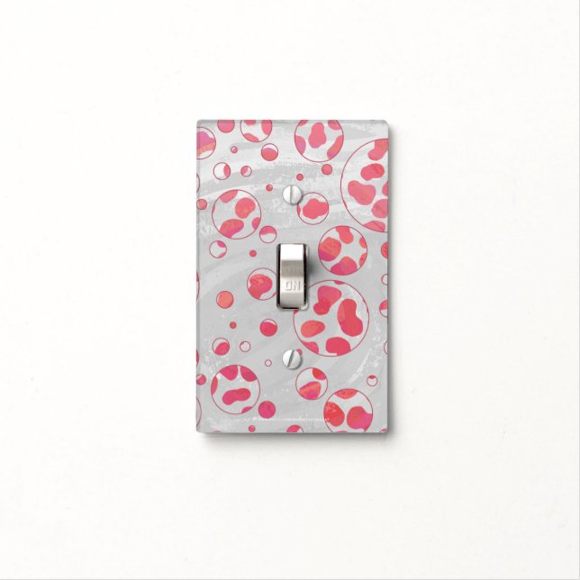 Polka Dot Dalmatian Pink and White Light Switch Cover (In Situ)