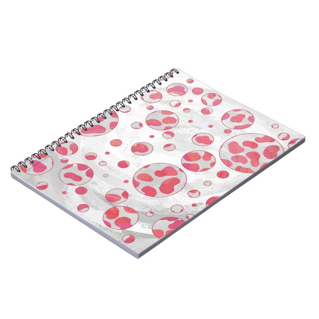 Polka Dot Dalmatian Pink and White Notebook (Left Side)