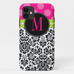 Polka Dot & Damask Monogram iPhone 11 Case