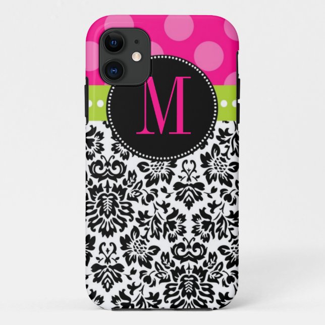 Polka Dot & Damask | Monogram Case-Mate iPhone Case (Back)