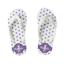 Polka Dot Dance Ballerina Purple Gymnastics Name Kid's Flip Flops Polka Dot Dance Ballerina Purple Gymnastics Name Kid's Flip Flops