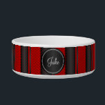 Polka Dot Dark Red and Black - DIY Name Bowl<br><div class="desc">Dog Dish. Polka Dot Dark Red and Black - DIY Name. ✔NOTE: ONLY CHANGE THE TEMPLATE AREAS NEEDED! 😀 If needed, you can remove the text and start fresh adding whatever text and font you like. 📌If you need further customization, please click the "Click to Customize further" or "Customize or...</div>