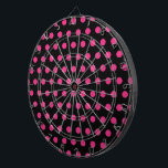 Polka Dot Dartboard (Black & Neon Pink)<br><div class="desc">Vintage polka dots...  because at Dottie's...  dots are all we do... 

Black background with neon pink polka dots... 

Great little gift idea...  party game... 

Hang in the game room...  bar...  bedroom...  office...  she shed... </div>