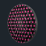 Polka Dot Dartboard (Black & Neon Pink)<br><div class="desc">Vintage polka dots...  because at Dottie's...  dots are all we do... 

Black background with neon pink polka dots... 

Great little gift idea...  party game... 

Hang in the game room...  bar...  bedroom...  office...  she shed... </div>