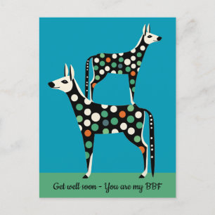 Polka Dot Deer bff get well soon Postcard