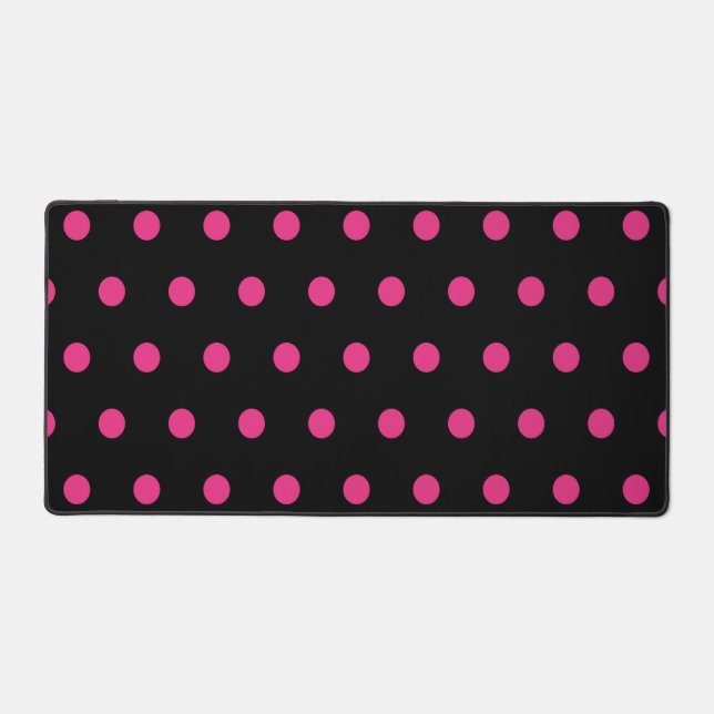 Polka Dot Desk Mat (Black & Neon Pink) (Front)