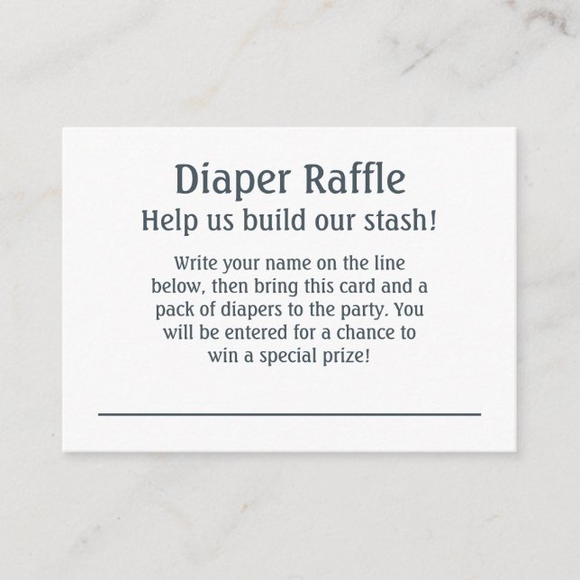 Polka-Dot Diaper Raffle Instructions & Ticket Enclosure Card (Front)