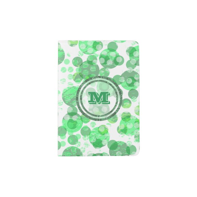 Polka Dot Distressed Green Monogram Passport Holder (Front)