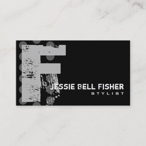 Polka Dot Distressed - Monogram F Business Cards