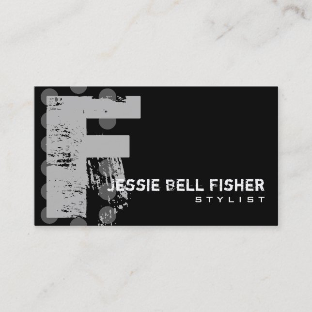Polka Dot Distressed - Monogram F Business Card (Front)