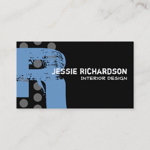 Polka Dot Distressed - Monogram R Business Card Templates