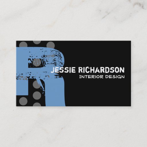 Customizable Polka Dot Distressed - Monogram R Business Card Templates