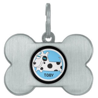 Polka Dot Dog Blue Pet Tag