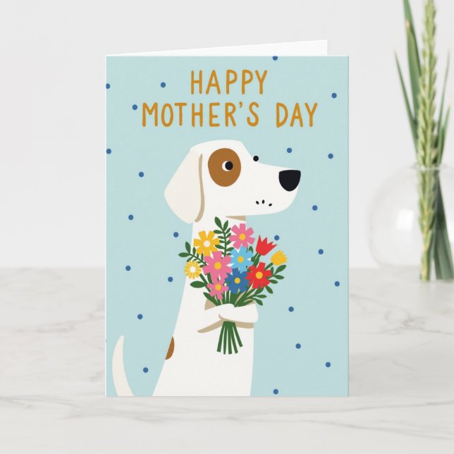 Polka Dot Dog Flowers Card (Front)