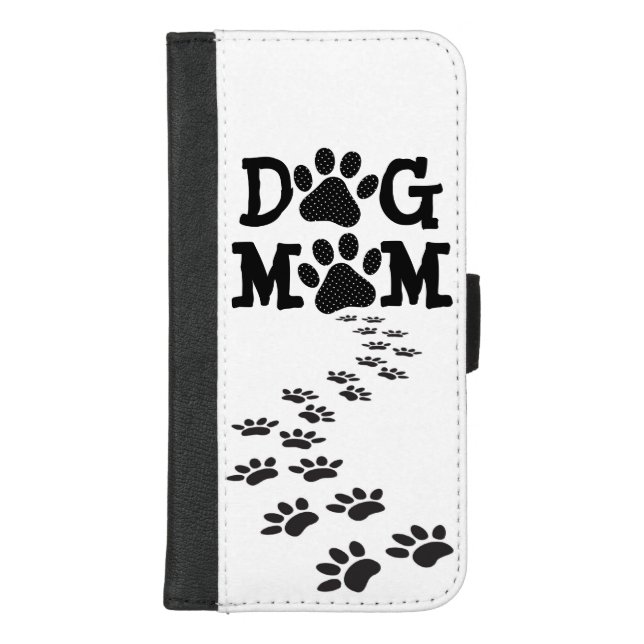Polka Dot DOG MOM Pawprints iPhone Wallet Case (Front)