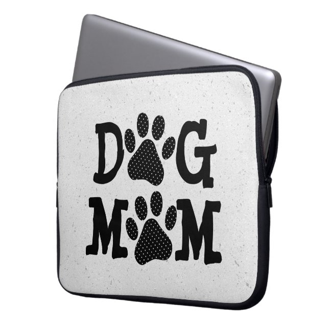 Polka Dot DOG MOM Pawprints   Laptop Sleeve (Front Left)