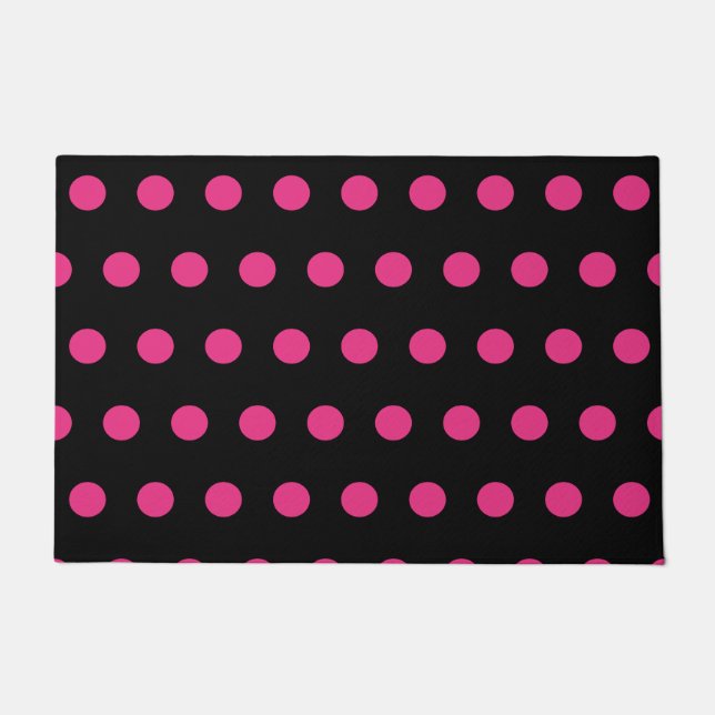 Polka Dot Door Mat (Black & Neon Pink) (Front)