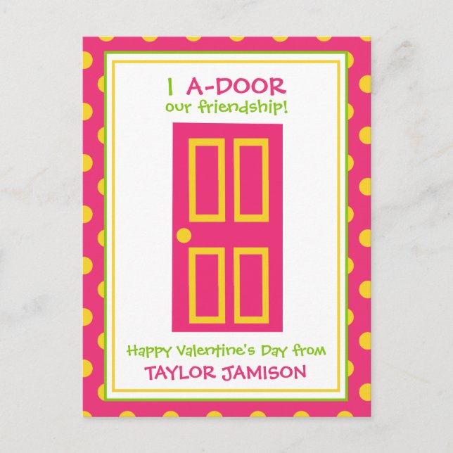 Polka Dot Door Personalized Valentine's Cards (Front)