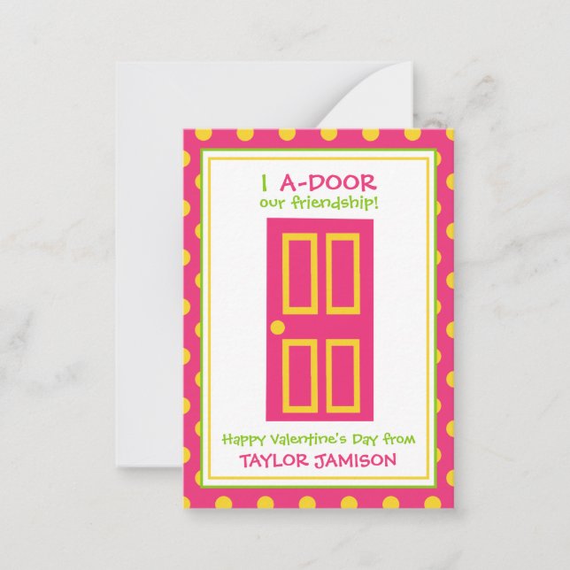 Polka Dot Door Personalized Valentine's Cards (Front)