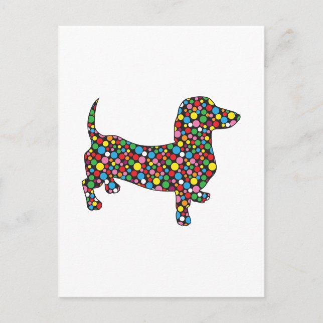 Polka Dot Doxie Postcard (Front)
