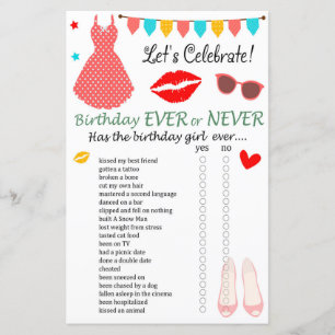 Polka dot dress Birthday Ever or Never Game