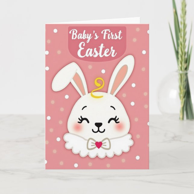 Polka Dot Easter Bunny Card (Front)
