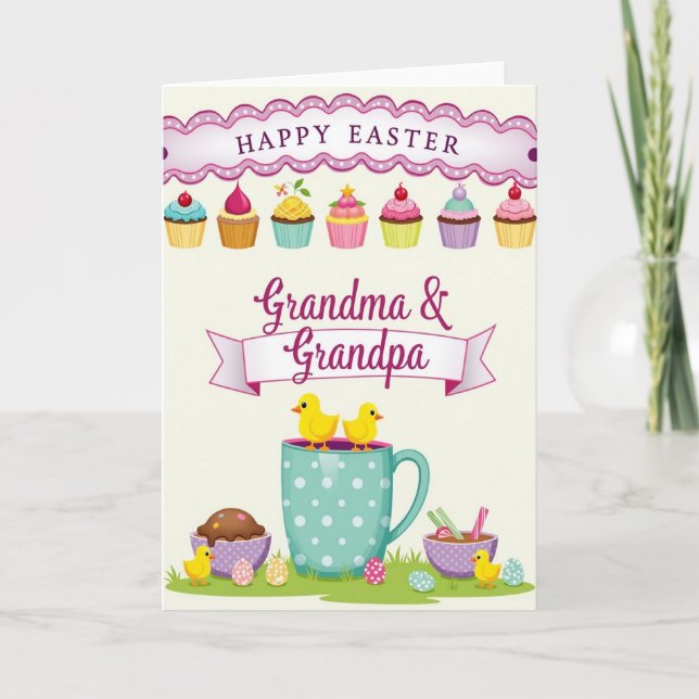 Polka Dot Easter Cupcake Card (Front)